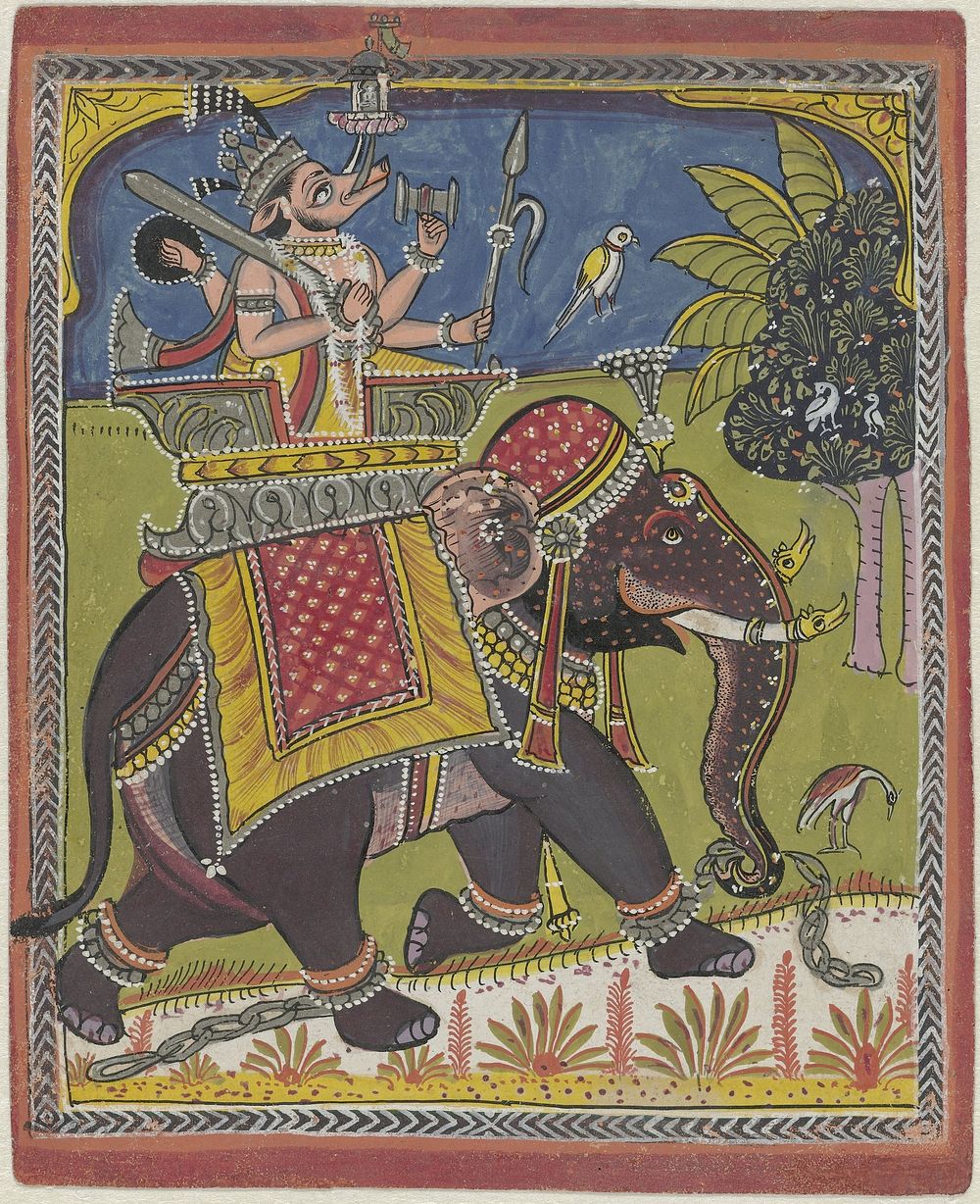 Varaha (Vishnu as boar) riding an Elephant (1800 - 1899) by anonymous