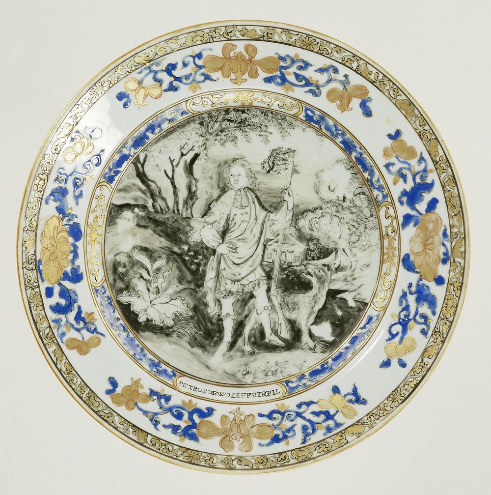 Plate with a portrait of Petrus de Wolff (c. 1725 - c. 1749) by anonymous, Pieter Schenk I, John Smith and Willem Wissing