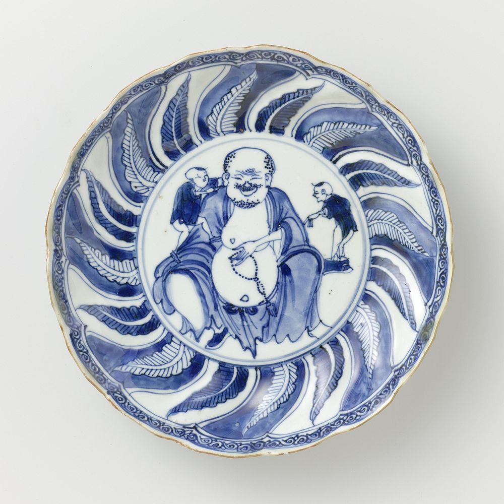 Saucer-dish with Budai and two servants (c. 1630 - c. 1640) by anonymous