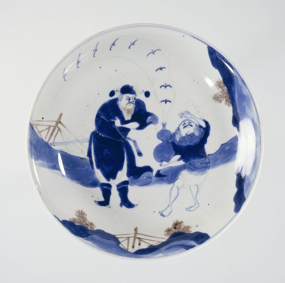 Saucer-dish with two figures in a landscape (c. 1675 - c. 1724) by anonymous