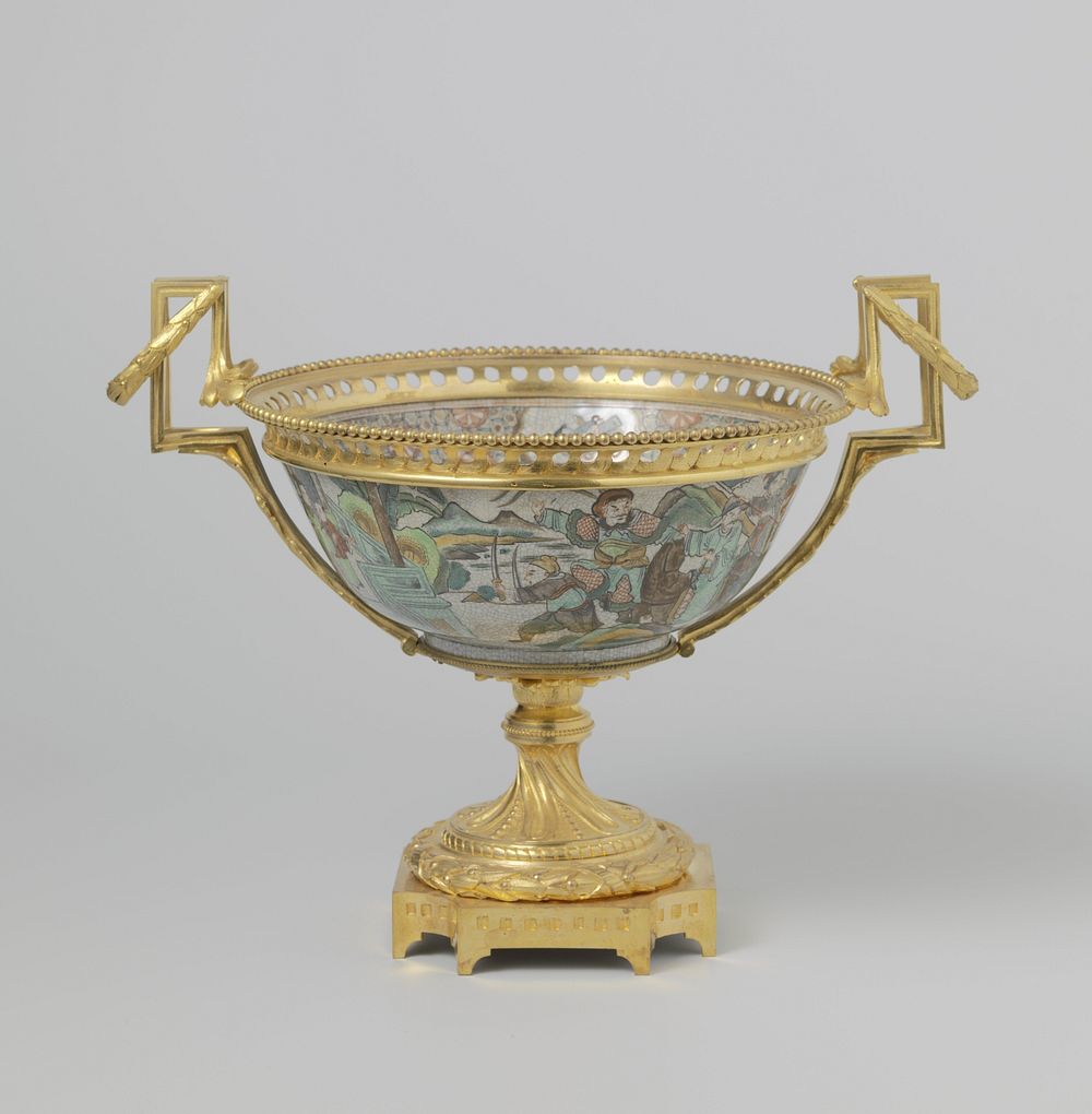 Bowl in gilt bronze mounts with figures in a landscape (c. 1850 - c. 1878) by anonymous