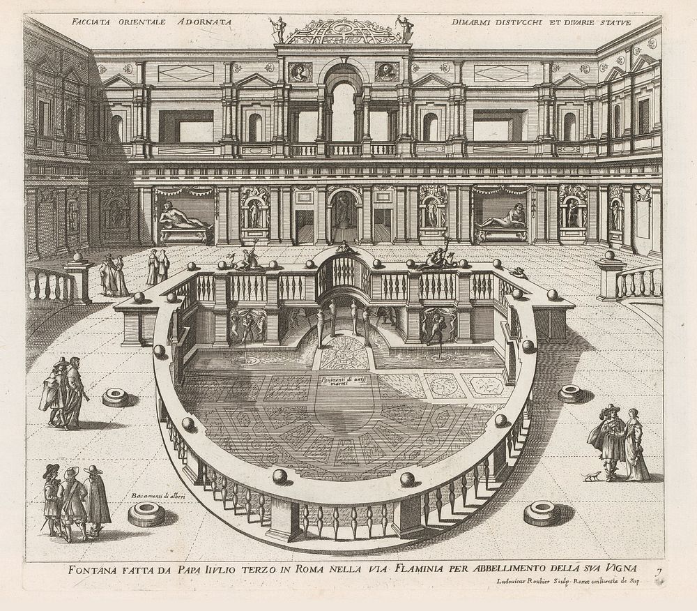 Nymphaeum in de Villa Giulia te Rome (1653 - 1691) by Louis Rouhier, Giovanni Giacomo de Rossi and Innocentius XII