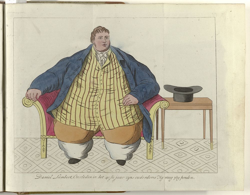 Elegantia, of tijdschrift van mode, luxe en smaak voor dames, Mei 1809,  t.o. pag. 216: Daniel Lambert, overleden in het…