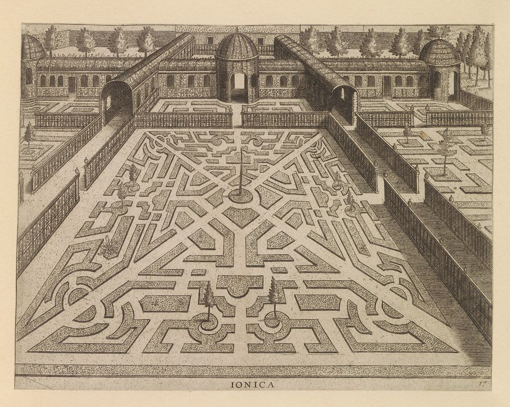 Tuin met een parterre met diagonale paden (c. 1600 - c. 1601) by anonymous, Hans Vredeman de Vries, Philips Galle and…