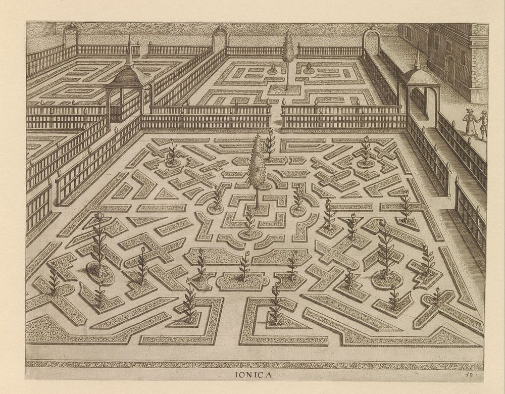 Tuin met een parterre met in de diagonalen vierkante compartimenten (c. 1600 - c. 1601) by anonymous, Hans Vredeman de…