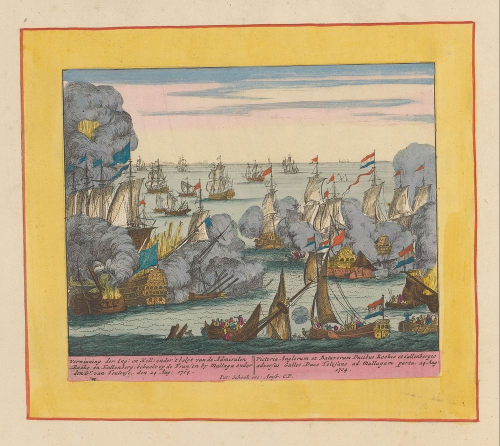 Zeeslag bij Malaga, 1704 (1707 - 1720) by Pieter Schenk I, Pieter Schenk I, Staten van Holland en West Friesland and Anna…