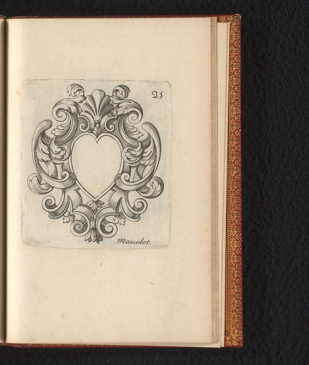 Hartvormige cartouche met rolwerk (1685) by Charles Mavelot