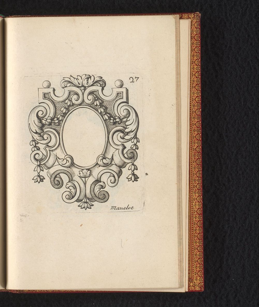 Ovalen cartouche met rolwerk (1685) by Charles Mavelot