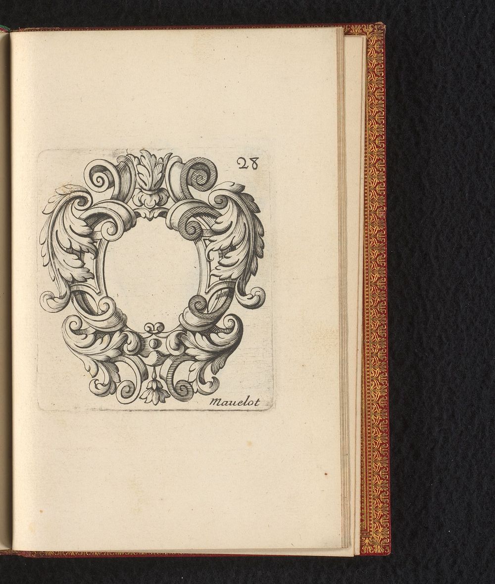 Cartouche met rolwerk en acanthusbladeren (1685) by Charles Mavelot