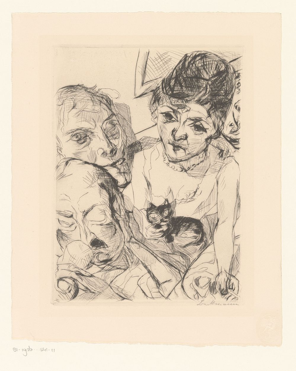 Avond (zelfportret met de Battenbergs) (1916 - 1919) by Max Beckmann, Franz Hanfstaengl and R Piper