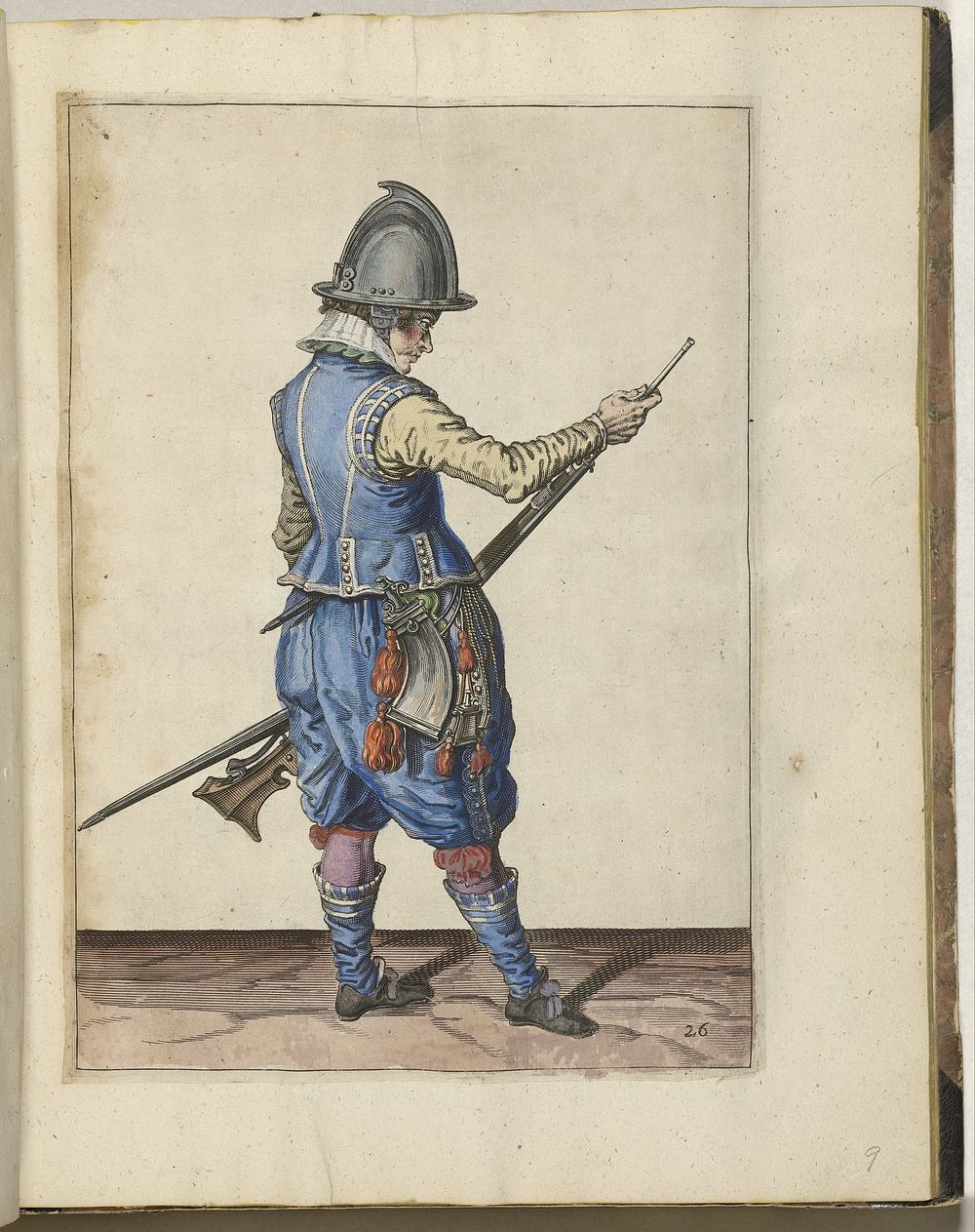 Soldaat die met zijn laadstok kruit en kogel in de loop van zijn roer duwt (nr. 26), ca. 1600 (1597 - 1608) by Jacques de…