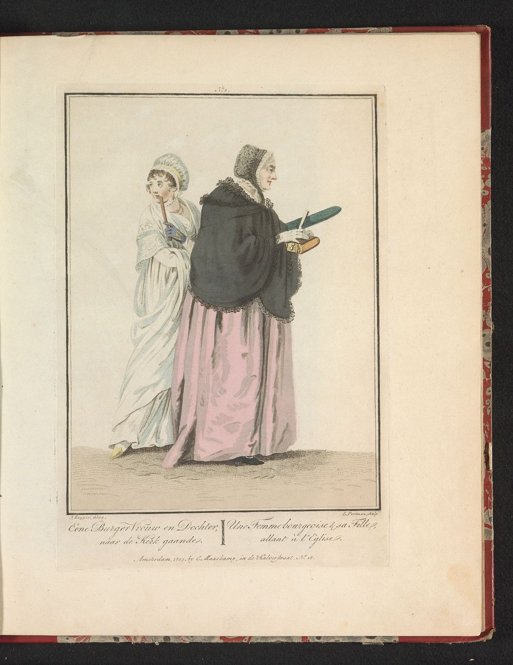 Moeder en dochter op weg naar de kerk (1803) by Ludwig Gottlieb Portman, Jacques Kuyper, Jan Willem Pieneman, Jacques Kuyper…
