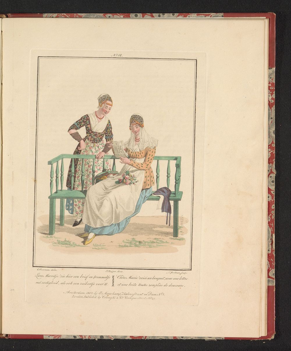 Twee meisjes uit Noord-Holland (1806 - 1807) by Ludwig Gottlieb Portman, Cornelius Overman, Jan Willem Pieneman, Jacques…