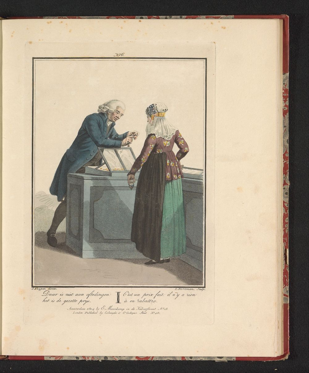 Winkelier van de Evangelische Broedergemeente met een klant (1804) by Ludwig Gottlieb Portman, Jacques Kuyper, Johannes…