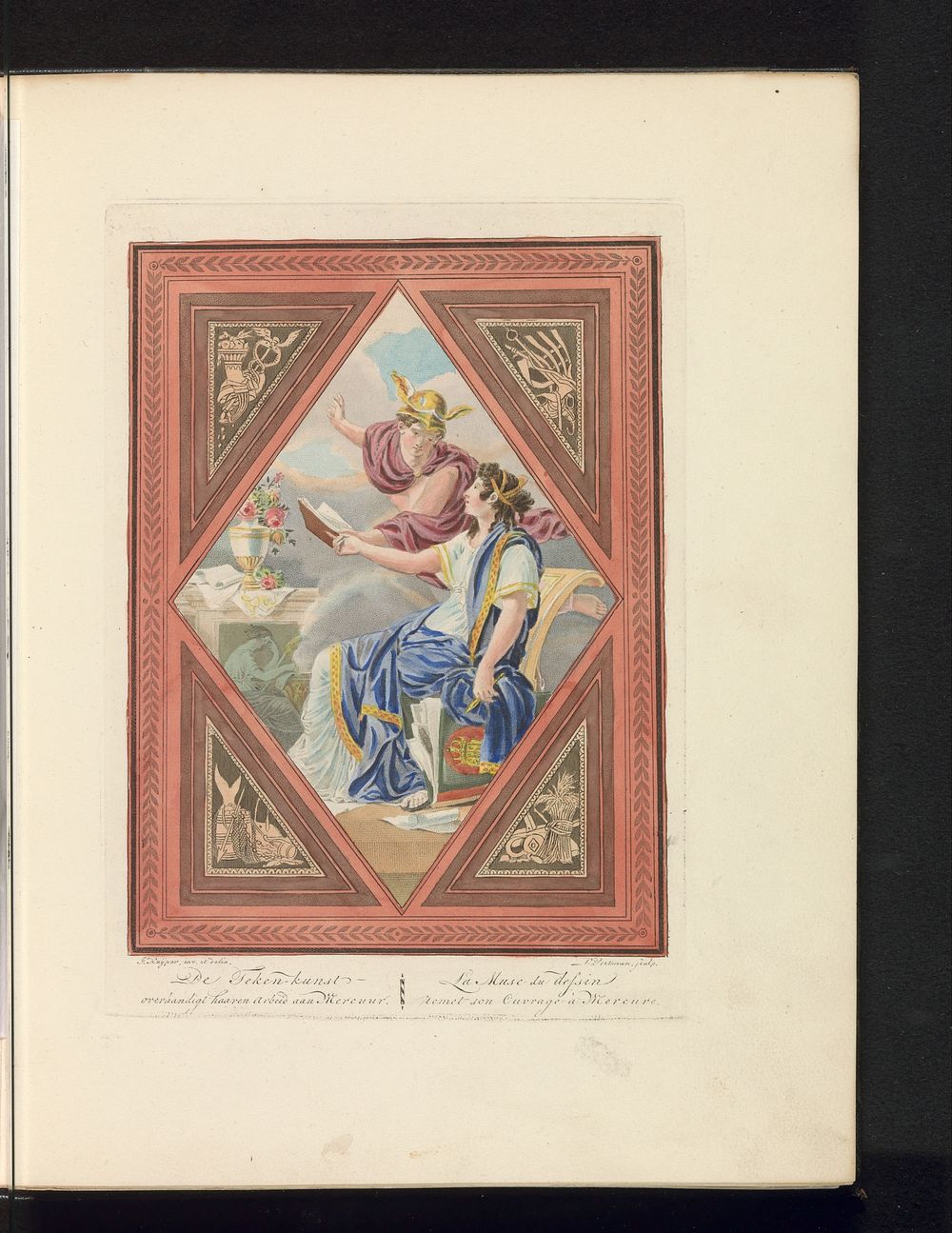 Tekenkunst toont haar werk aan Mercurius (1829) by Ludwig Gottlieb Portman, Jacques Kuyper and Evert Maaskamp