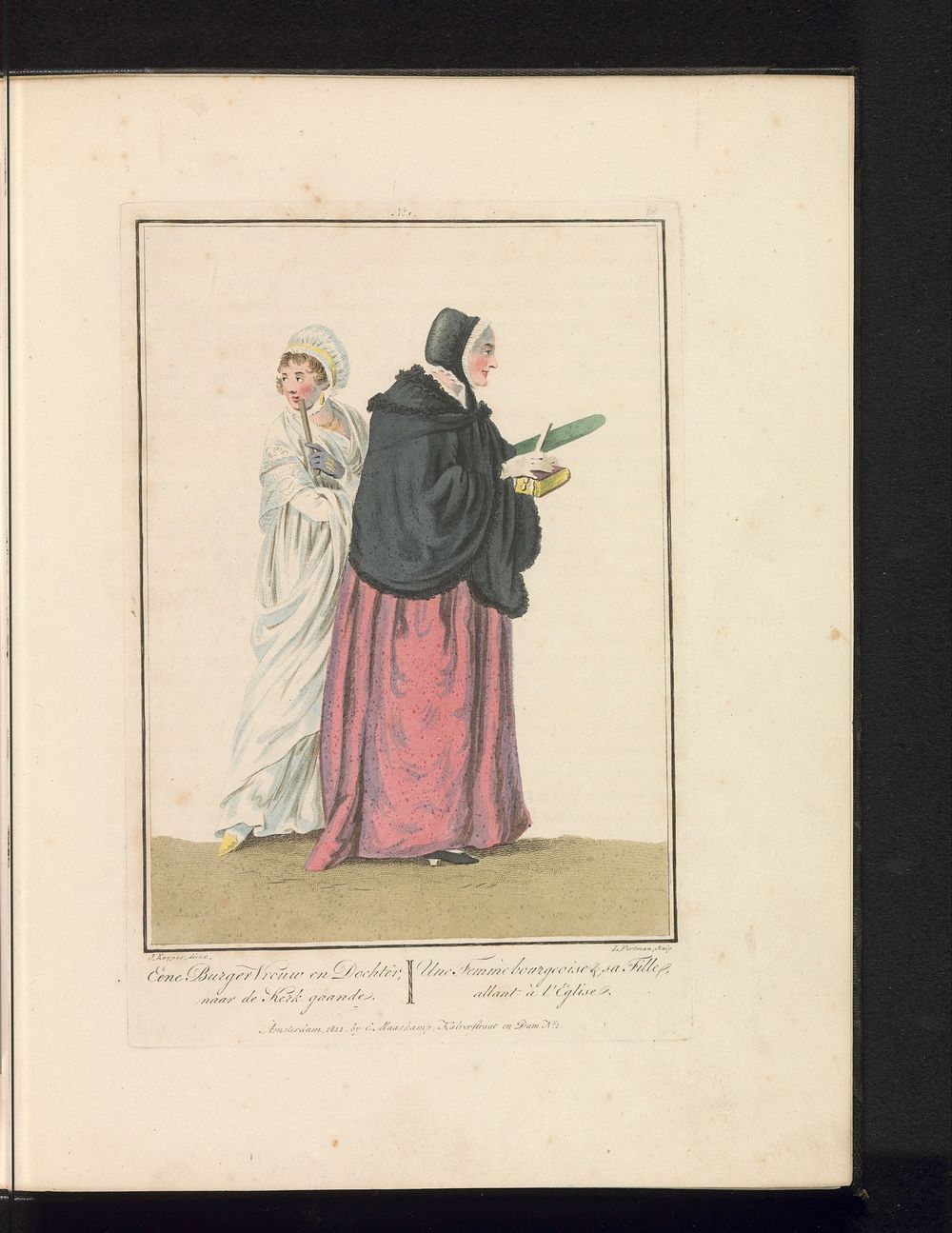 Moeder en dochter op weg naar de kerk (1829) by Ludwig Gottlieb Portman, Jacques Kuyper, Jan Willem Pieneman, Jacques Kuyper…