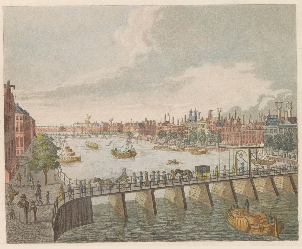 Gezicht op de Binnen-Amstel, ca. 1810-1813 (1824 - 1825) by Evert Maaskamp, anonymous and Evert Maaskamp