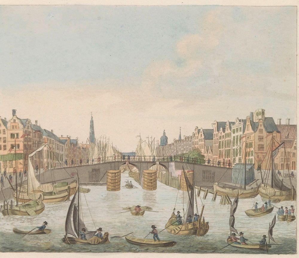 Gezicht op de Nieuwe-Brug, ca. 1810-1813 (1824 - 1825) by Evert Maaskamp, anonymous and Evert Maaskamp