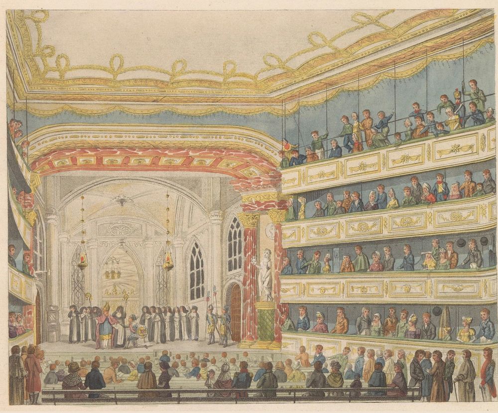Opvoering van de Gijsbrecht van Aemstel in schouwburg te Amsterdam, ca. 1810-1813 (1824 - 1825) by anonymous and Evert…