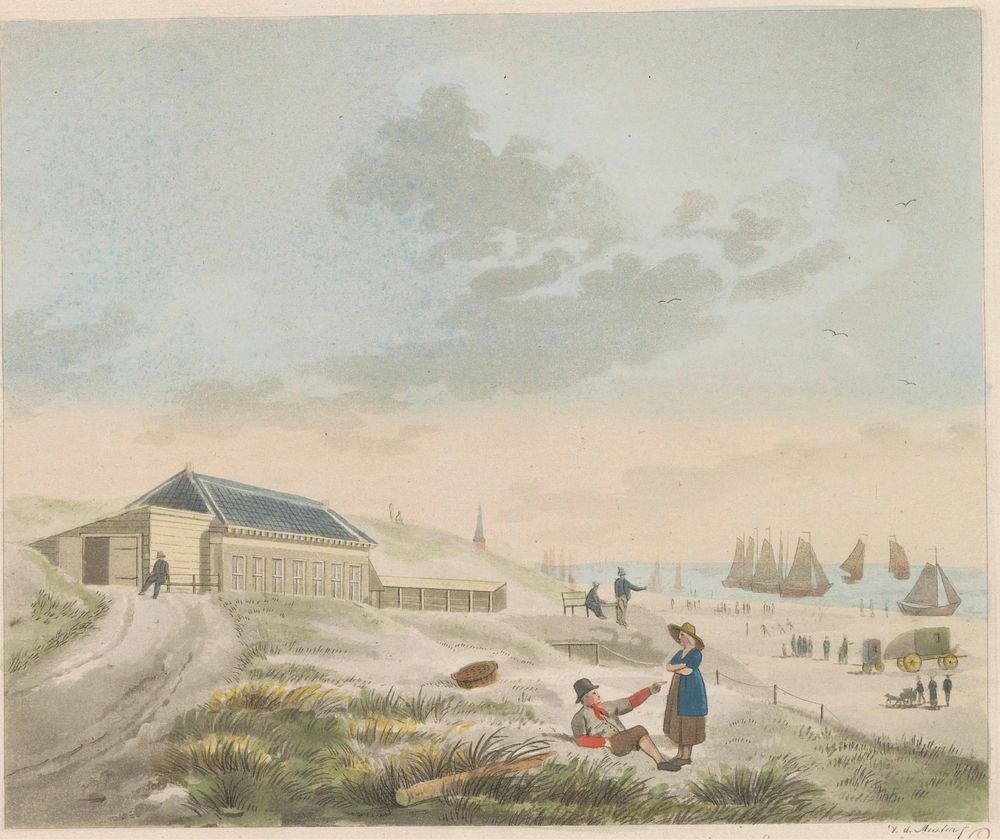 Strand bij Scheveningen, ca. 1825 (1824 - 1830) by Roelof van der Meulen and Evert Maaskamp
