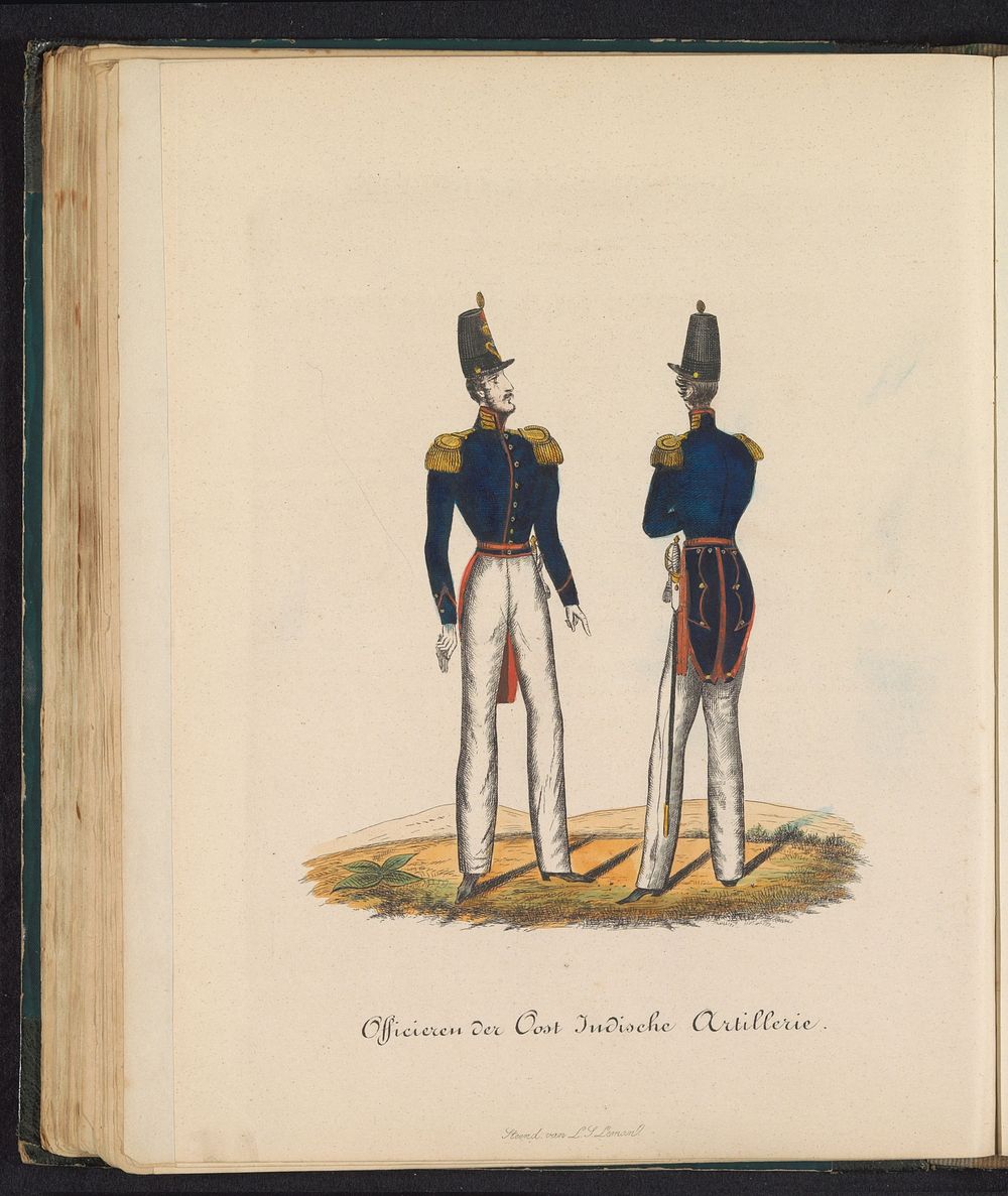 Uniform van de officieren van de artillerie van de Oost-Indische troepen, 1845 (1845) by Louis Salomon Leman and Louis…