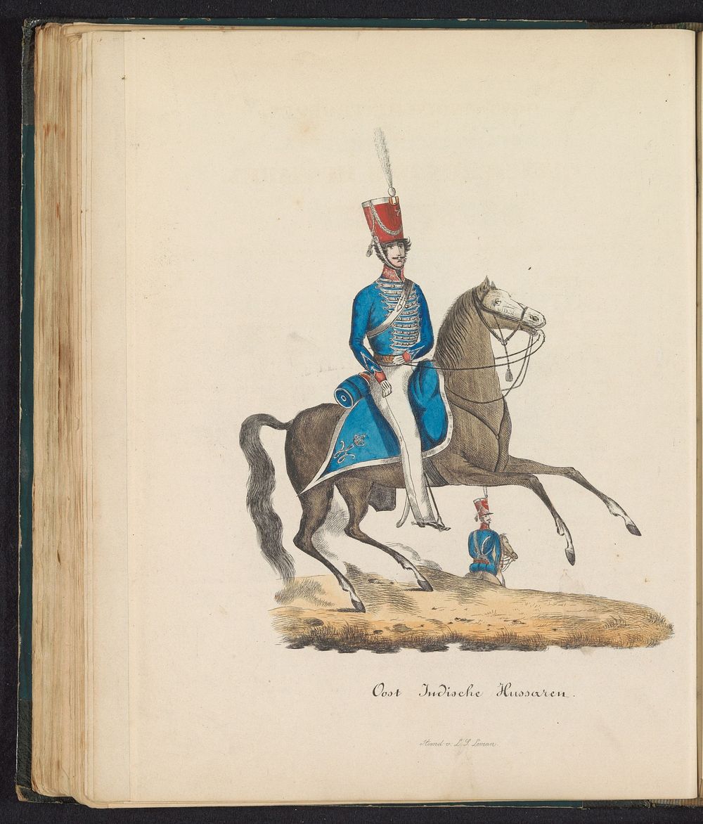 Uniform van de officieren van de huzaren van de Oost-Indische troepen, 1845 (1845) by Louis Salomon Leman and Louis Salomon…