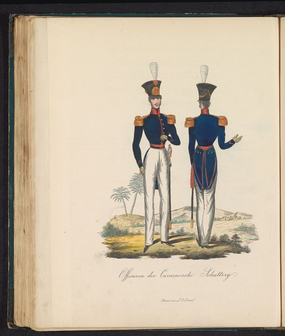 Uniform van de officieren van de Curaçaose Schutterij van de West-Indische troepen, 1845 (1845) by Louis Salomon Leman and…