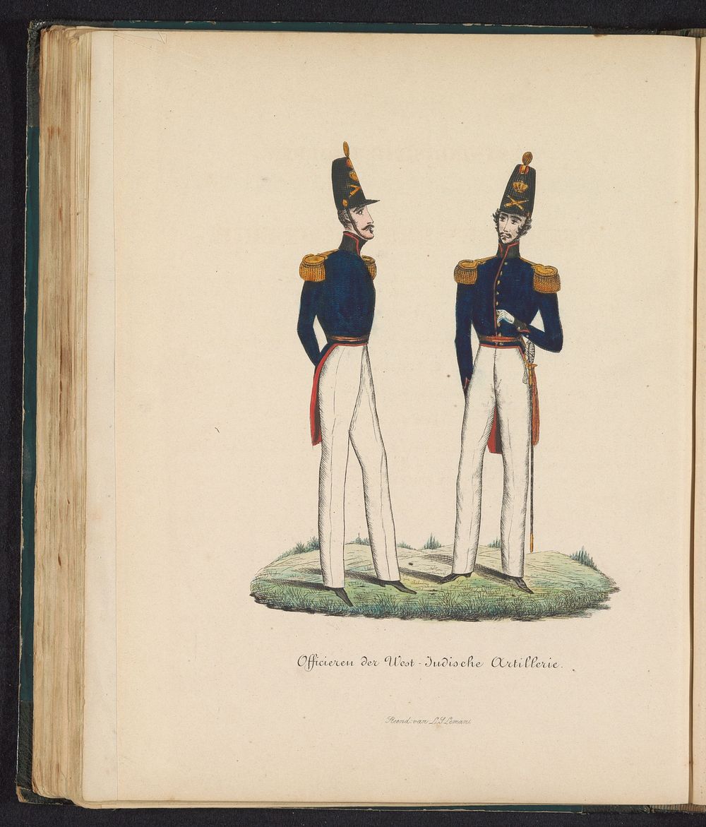Uniform van de officieren van de artillerie van de West-Indische troepen, 1845 (1845) by Louis Salomon Leman and Louis…