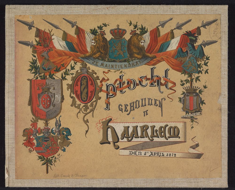 Optocht te Haarlem, 1872 (omslag) (1872) by Emrik and Binger and W E A Wüppermann