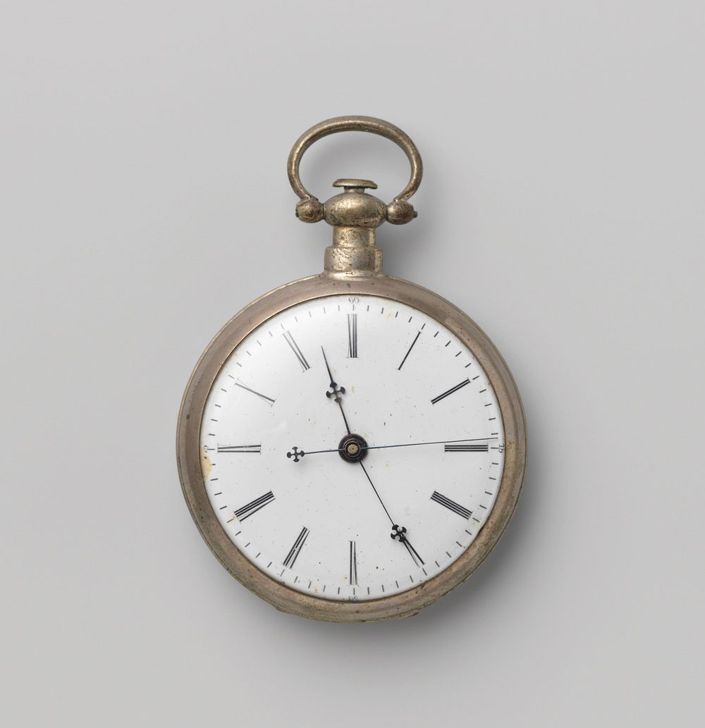 Horloge, Duplex, van zilver, met gladde achterbodem en wit geëmailleerde wijzerplaat (c. 1865 - c. 1875) by anonymous