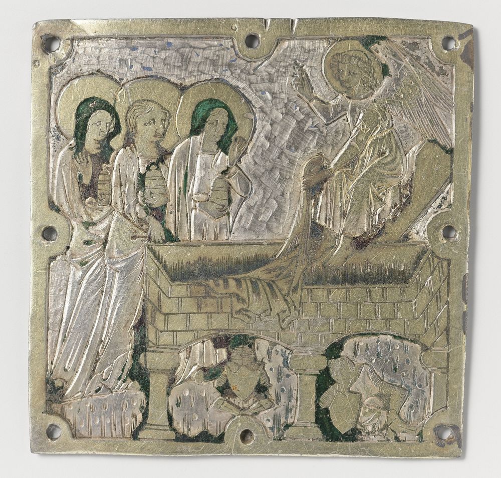 Plaquette met voorstelling van de drie vrouwen bij het graf (c. 1300 - c. 1400) by anonymous