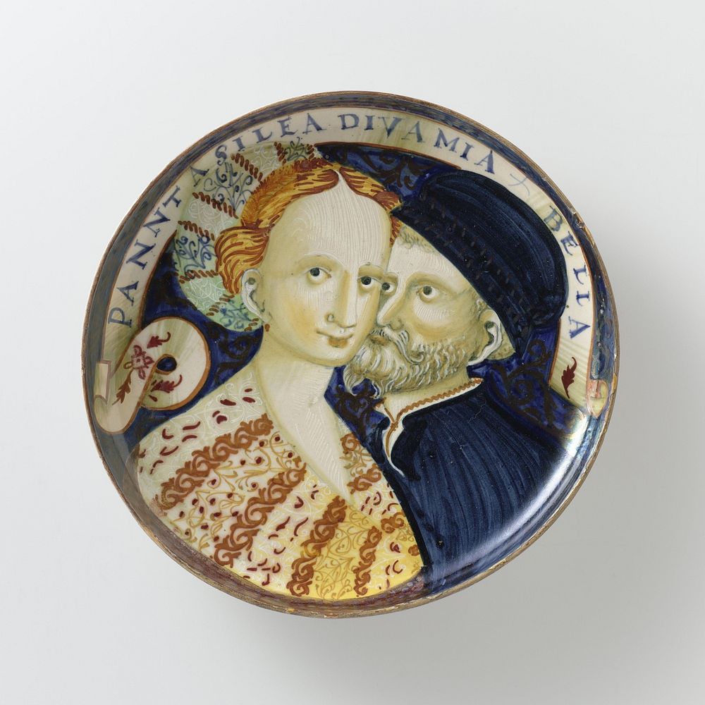 Dish with a man and a woman (c. 1530 - c. 1540) by anonymous and Nicolò Pellipario