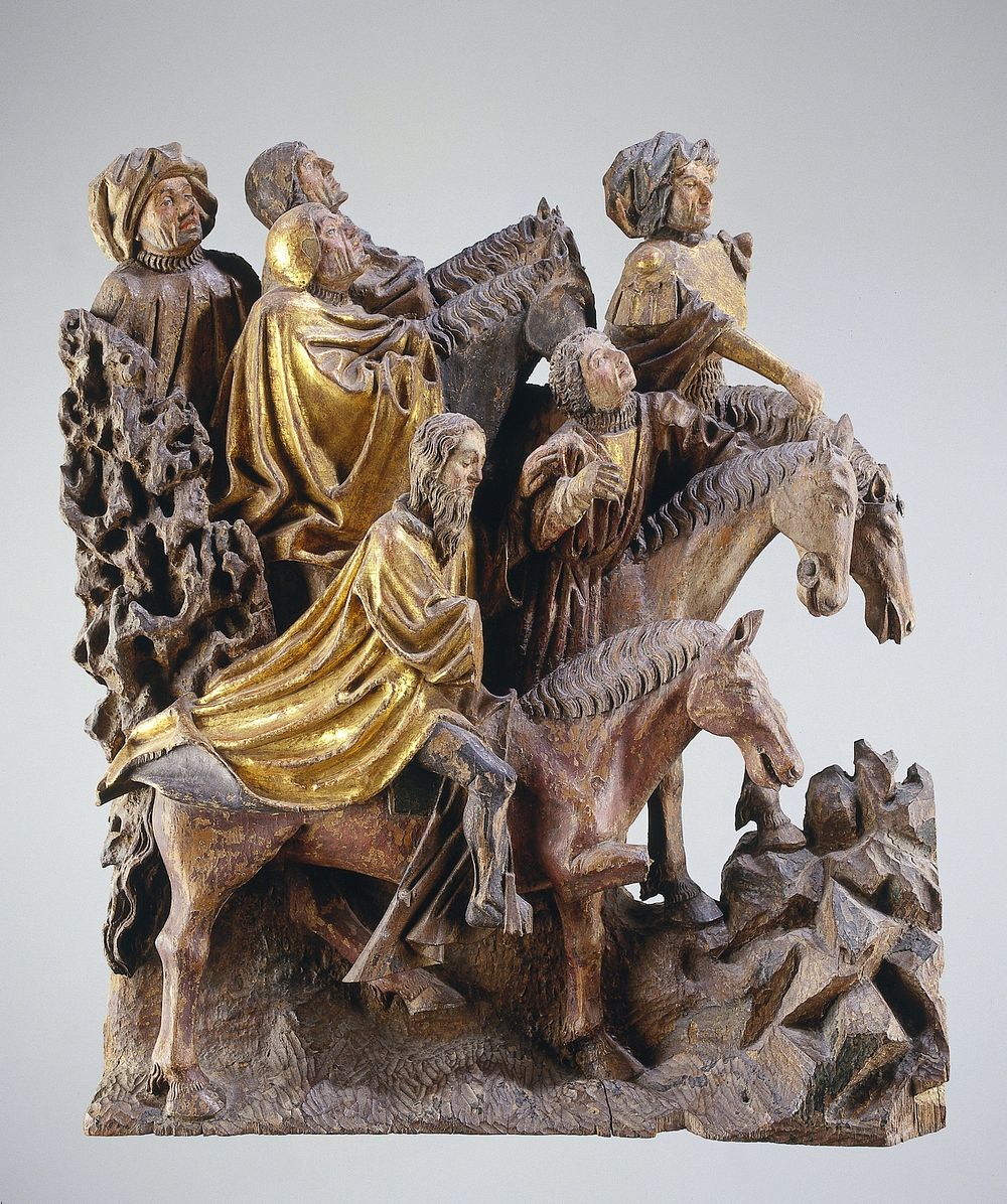 Two groups of horsemen from a Crucifixion scene (c. 1440) by anonymous