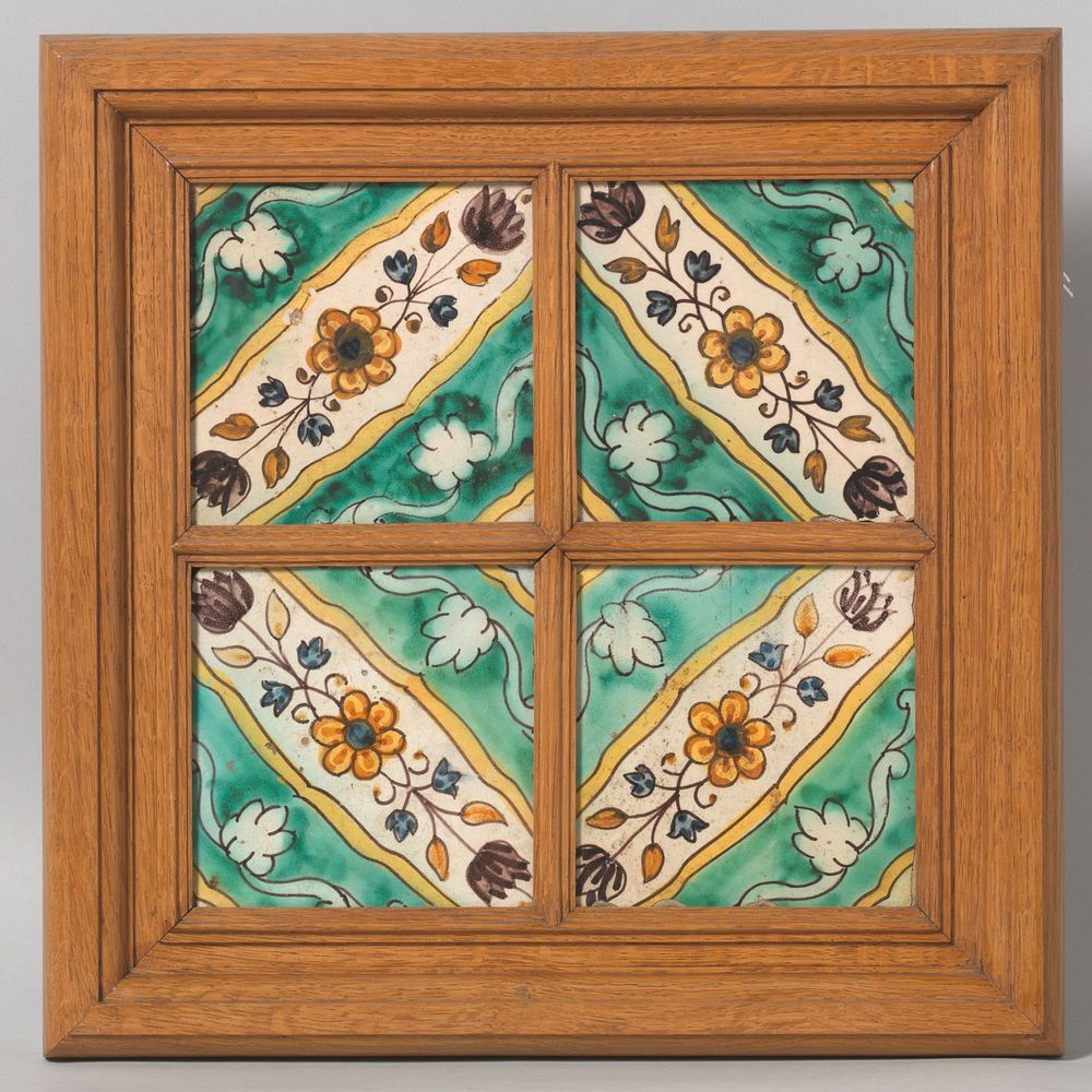Vier tegels van aardewerk (1700 - 1800) by anonymous