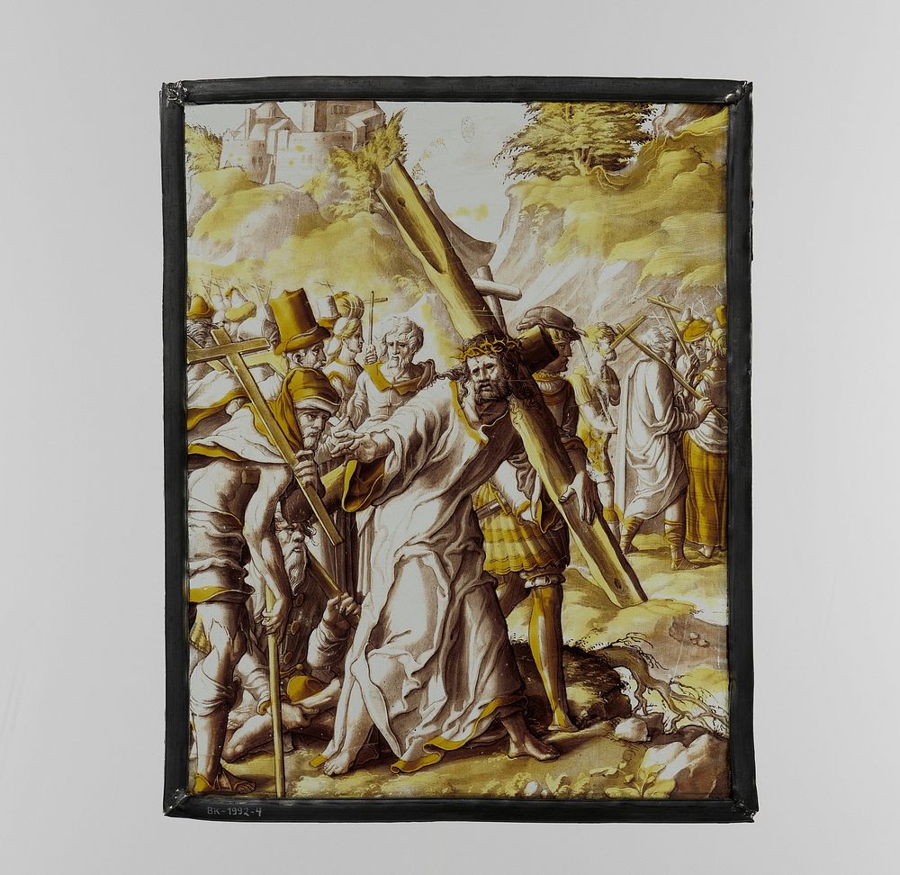 Ruit met Christus en zijn volgelingen hun kruis dragend (c. 1540 - c. 1550) by anonymous