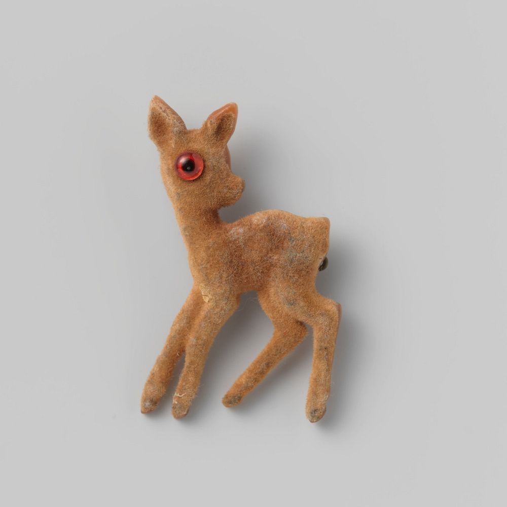 Broche van kunststof met bruine flockprint 'Bambi' (1956) by anonymous