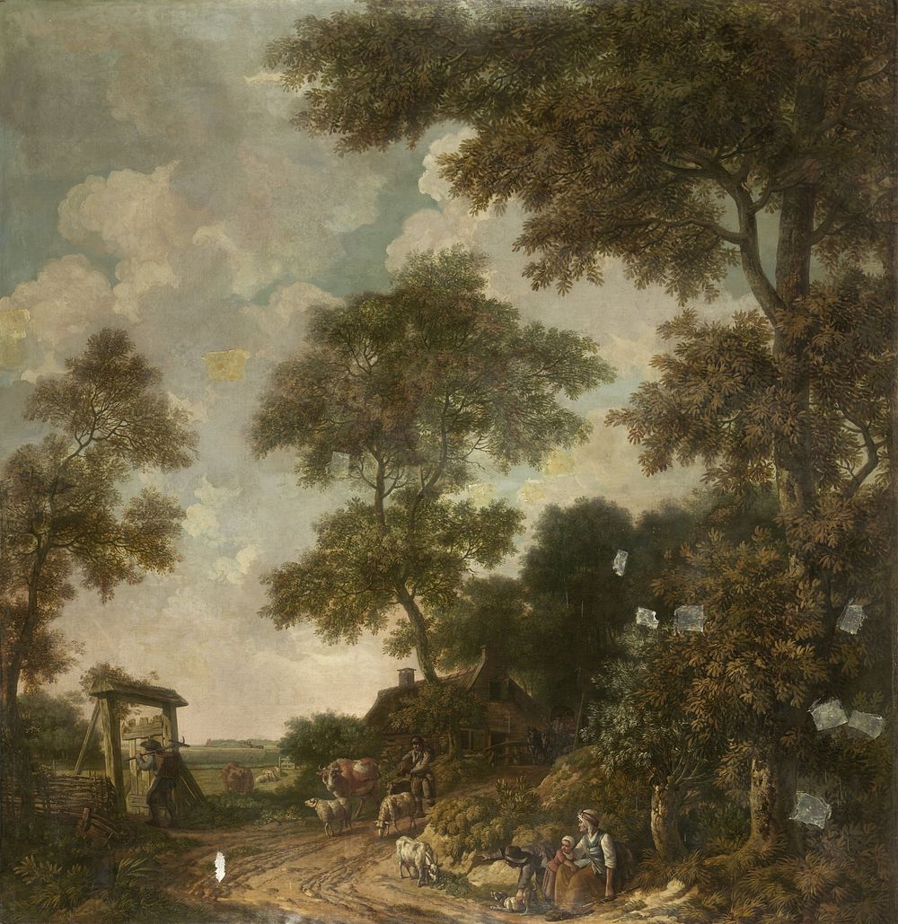 Behangselschildering van een Hollands landschap met een zandweg (c. 1776) by Jurriaan Andriessen