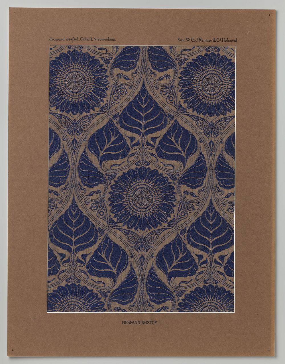 Staal bespanningsstof naar ontwerp van Theo Nieuwenhuis in passe-partout (c. 1910) by Theo Nieuwenhuis and W G J Ramaer and…
