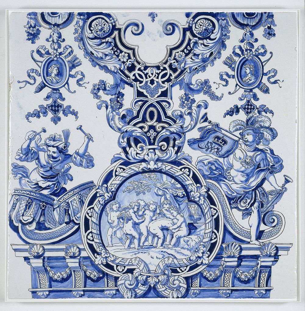 Three plaques from a column (c. 1690) by De Grieksche A, Adrianus Kocx and Daniël Marot I