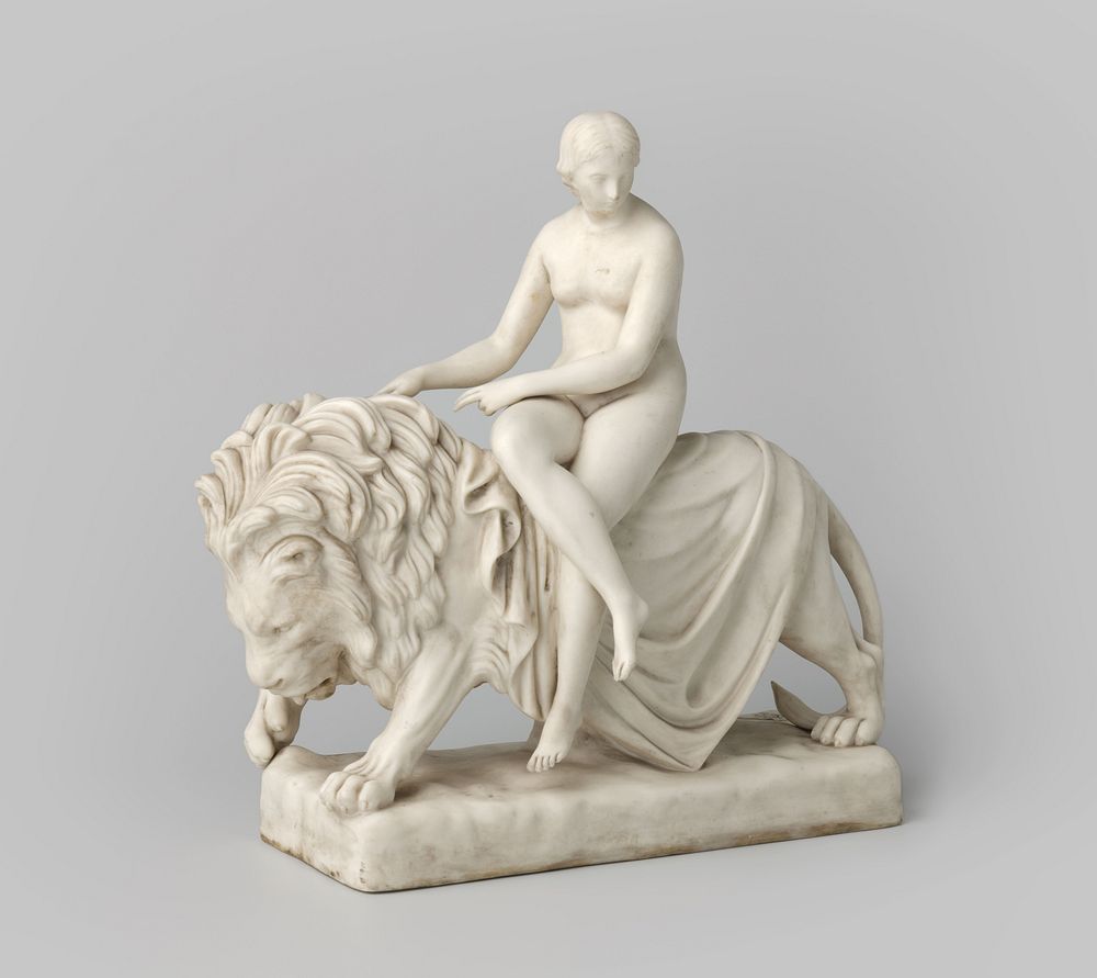 Leeuw met vrouwenfiguur van marmer (c. 1400 - c. 1950) by anonymous