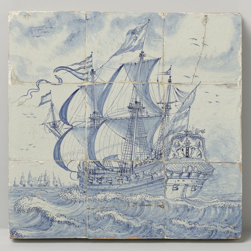 Tegeltableau van negen tegels (1880 - 1900) by anonymous