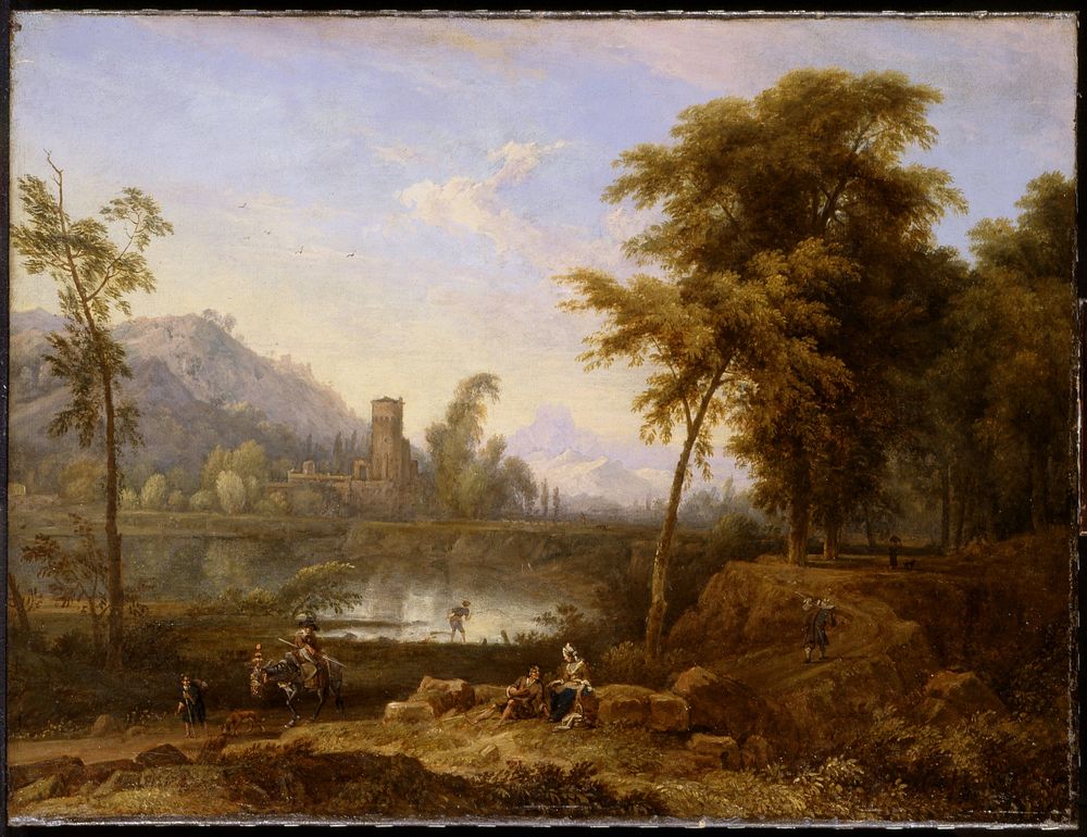 Italiaans landschap met omgeknakte boom (c. 1690 - in or before 1709) by Nicolaes Piemont