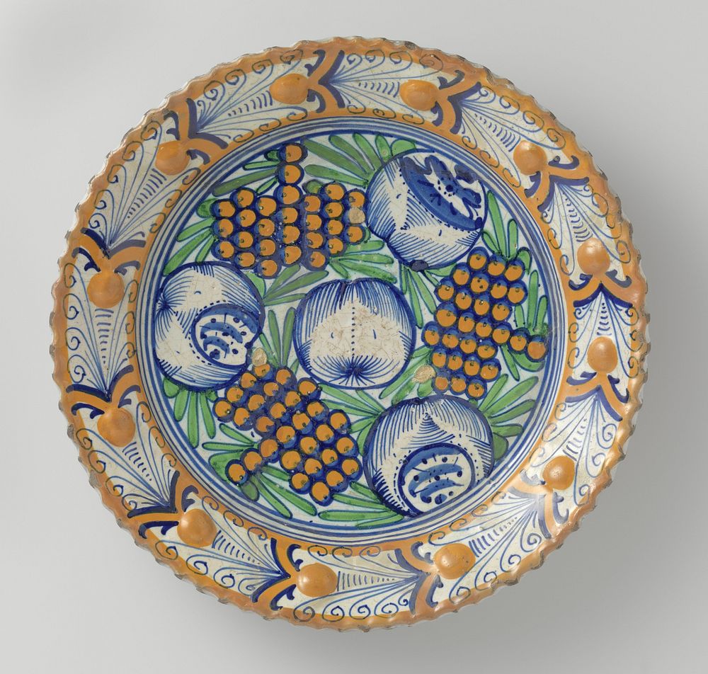 Dish with pomegranates (c. 1620 - c. 1635) by anonymous