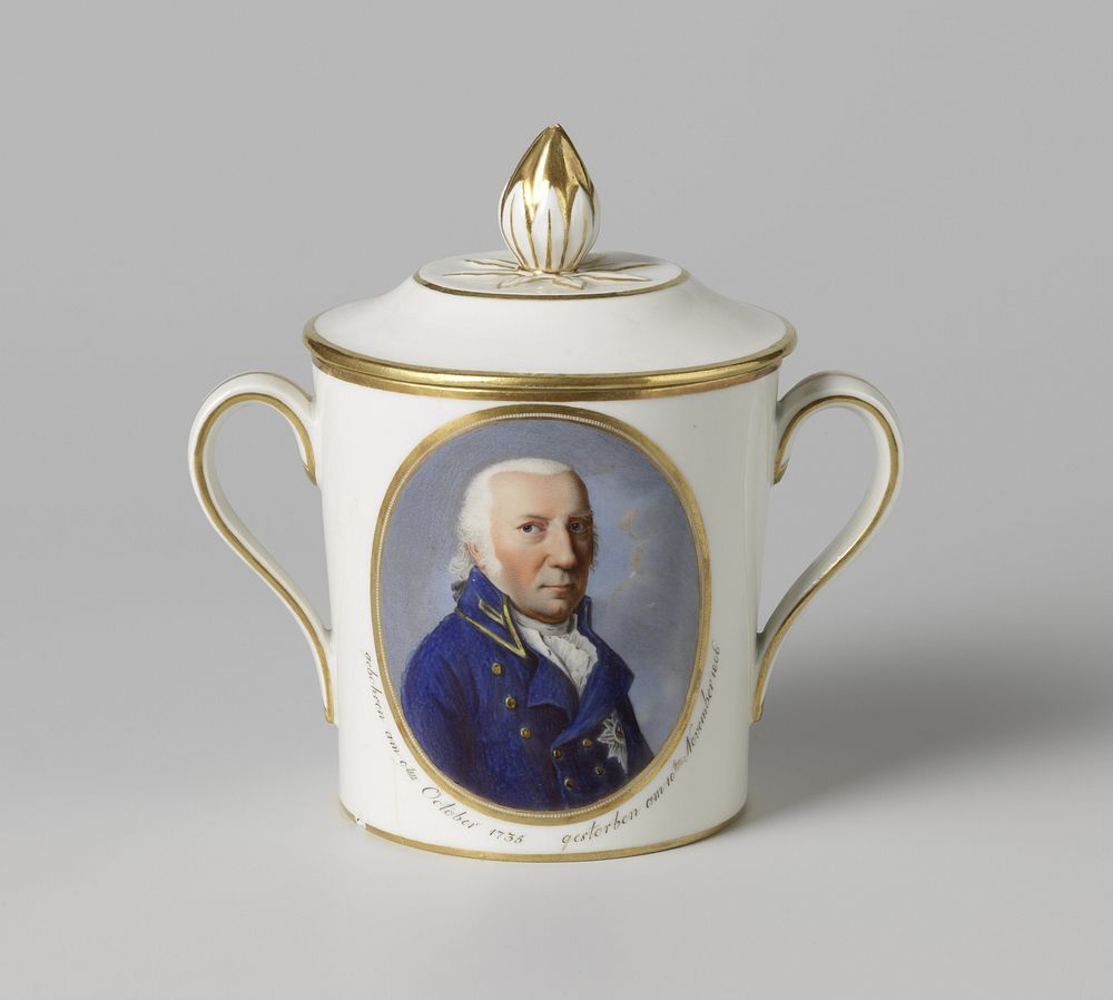 Covered cup with the portrait of Karel Willem Ferdinand van Brunswijk-Wolfenbüttel (c. 1806) by Fürstenberg