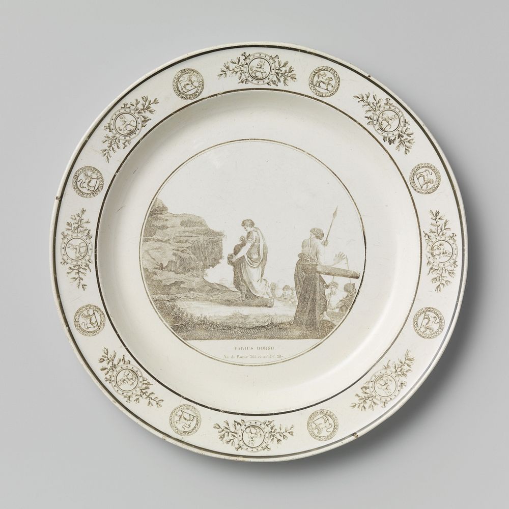 Bord van Engels hardgebakken aardewerk, faience fine uit Creil. (c. 1810 - c. 1835) by Creil Oise