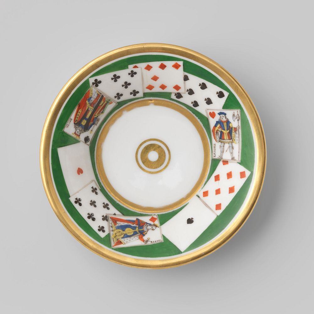 Saucer with playing cards (c. 1800) by anonymous