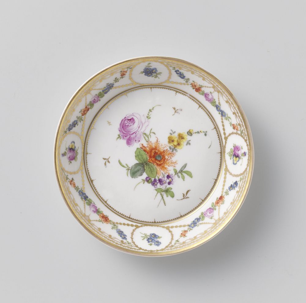 Saucer with bouquets and a border with garlands (c. 1775 - c. 1799) by Nyon