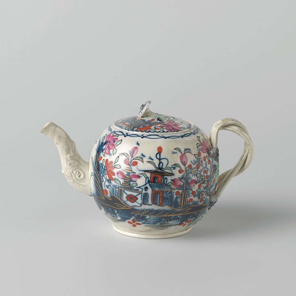 Theepot van hardgebakken aardewerk; Leeds creamware (c. 1770 - c. 1790) by Green creamware