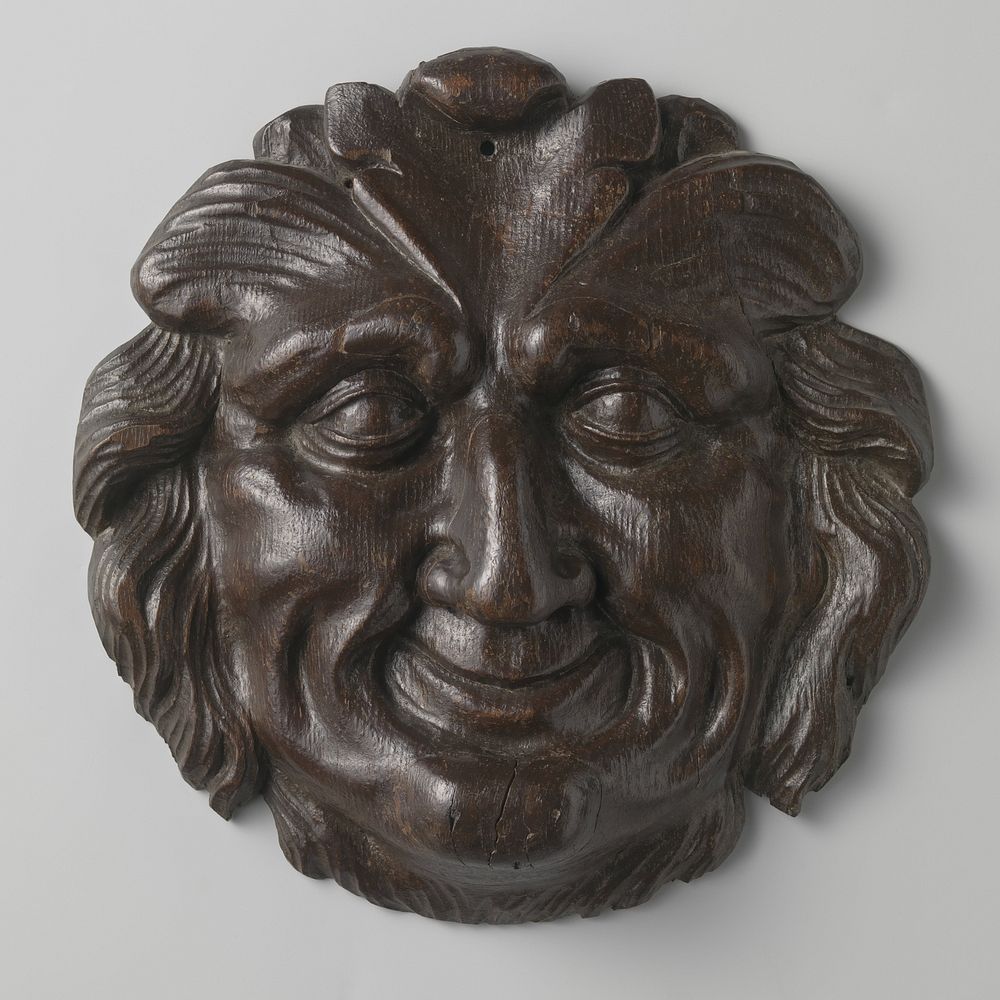 Mannenkop van hout (c. 1600 - c. 1699)