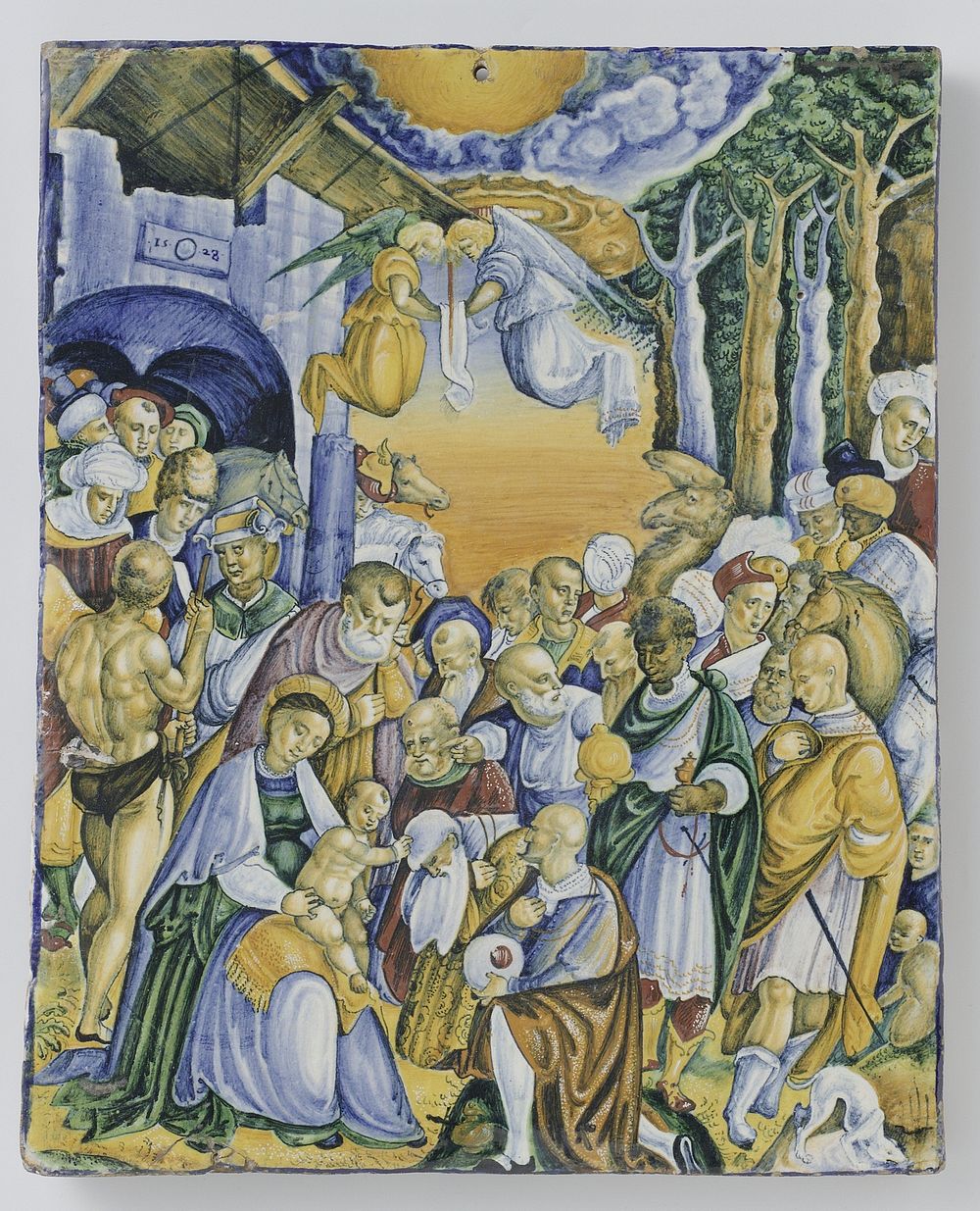Plaat met de aanbidding van Jezus door de Wijzen (1528) by Piero Bergantini
